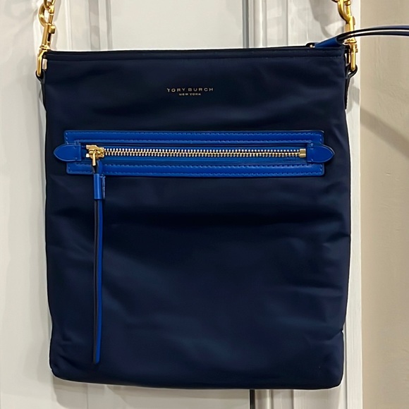 Tory Burch Handbags - Tory Burch Perry Nylon Color-Block Swingpack Navy
